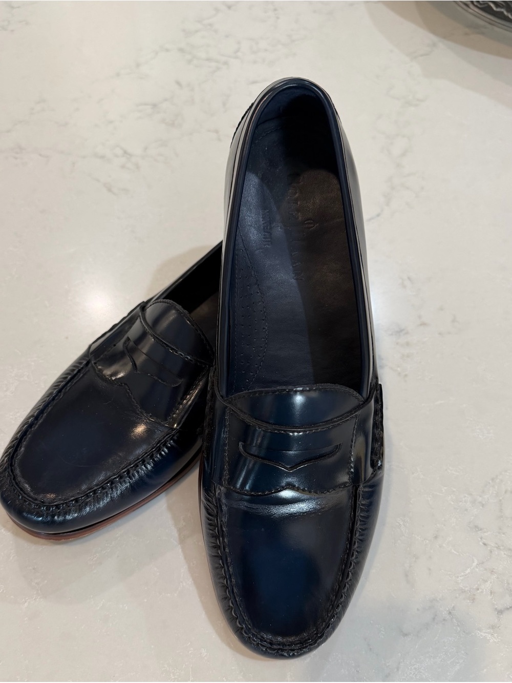 Cole Haan shoe w Nike Air Sole Men’s Navy Leather Penny Loafers